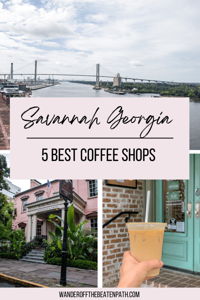 Collage of photos from coffee shops in Savannah. Click here for a complete guide to the coffee scene in Savannah.