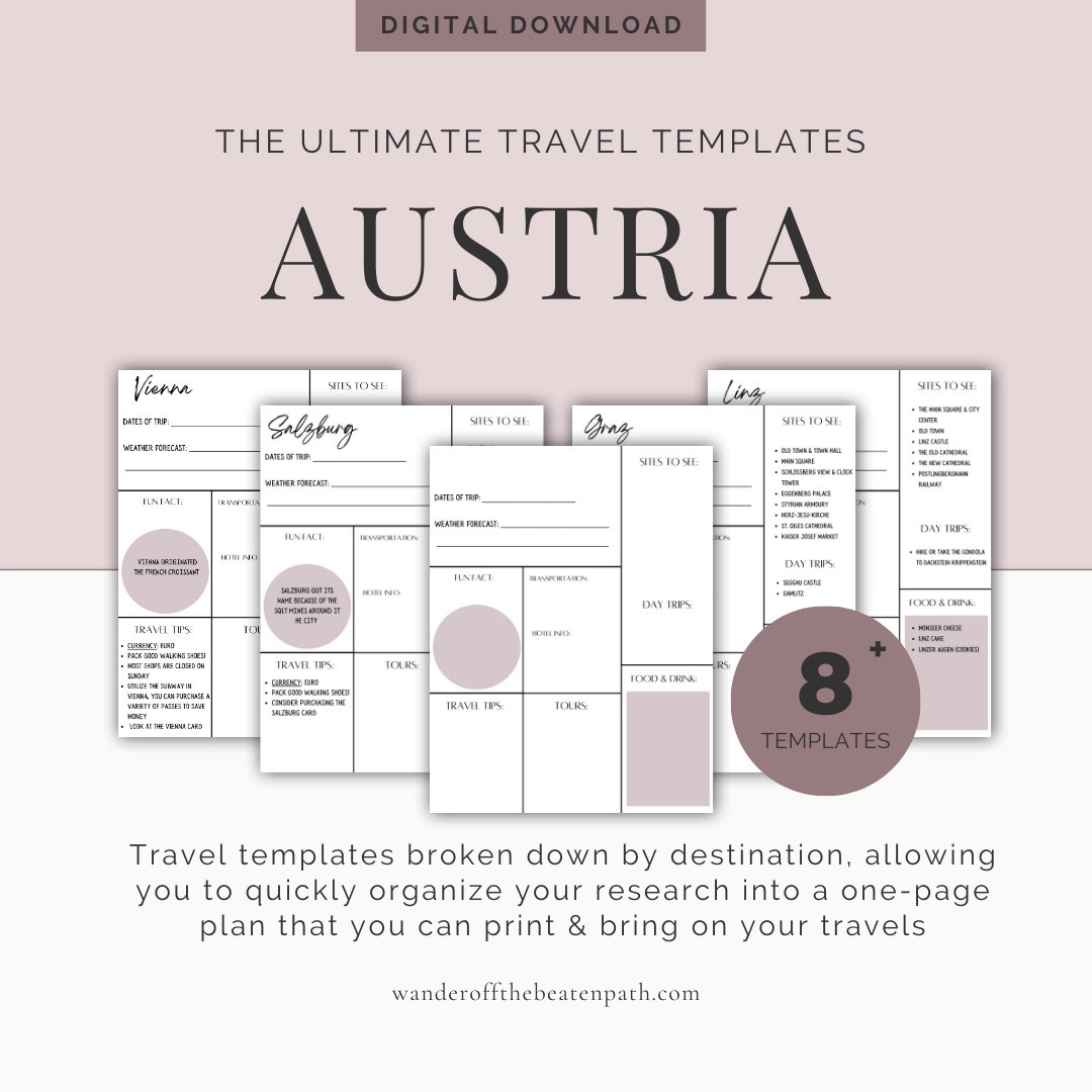 Collage of travel templates for Austria