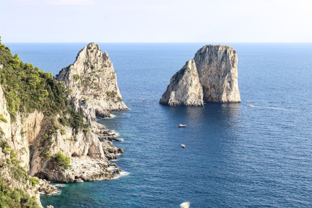 View overlooking the infamous rocks in Capri, Italy