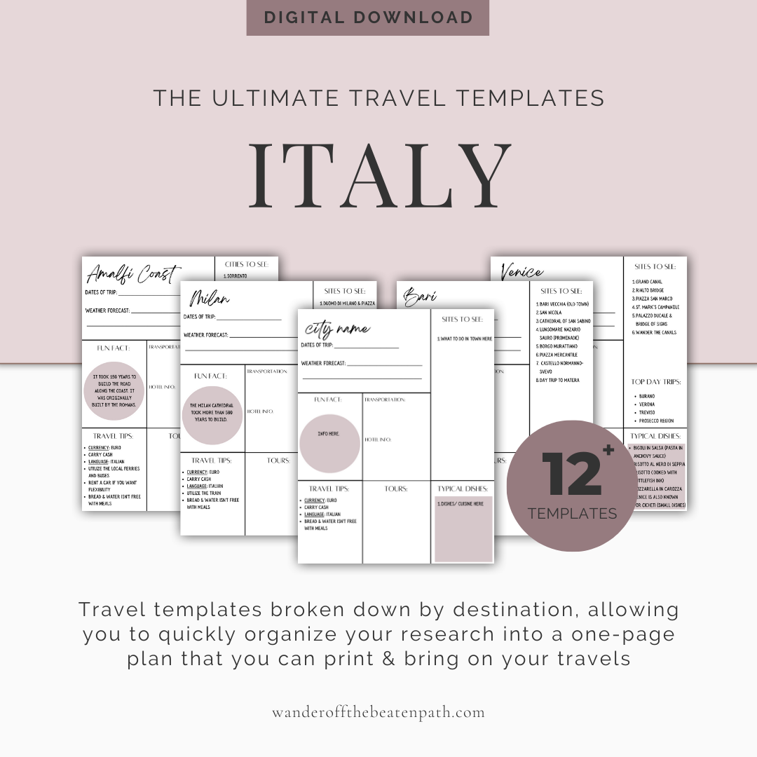 Collage of a few Italy travel templates