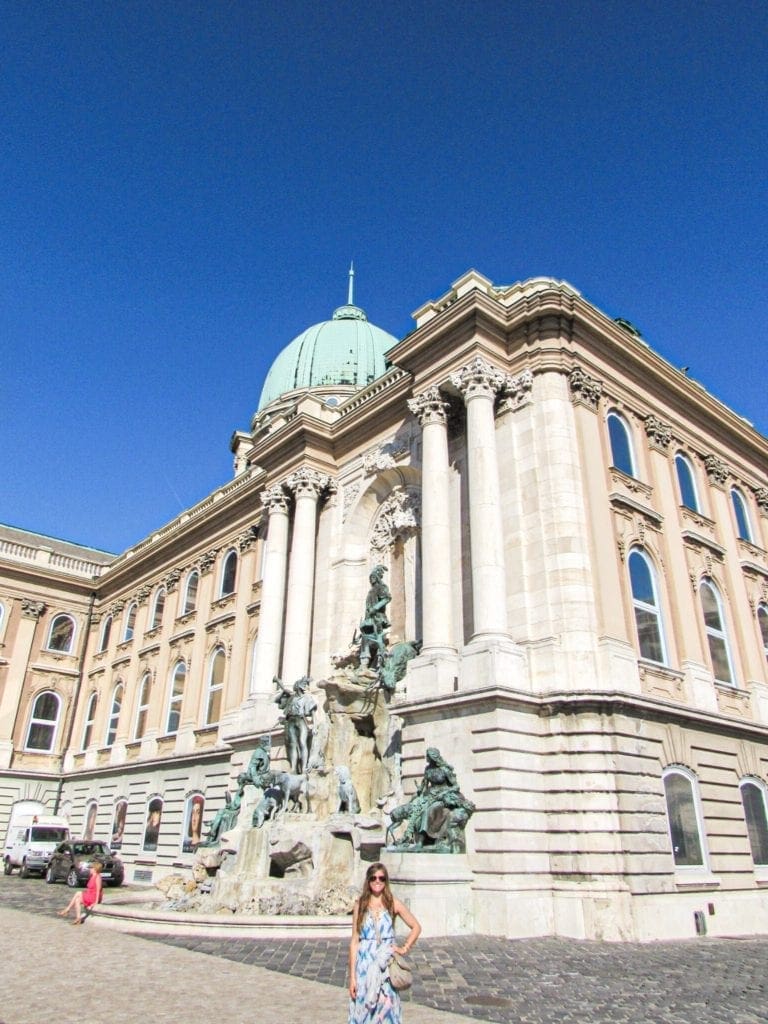 Posing for a photo at Buda Castle