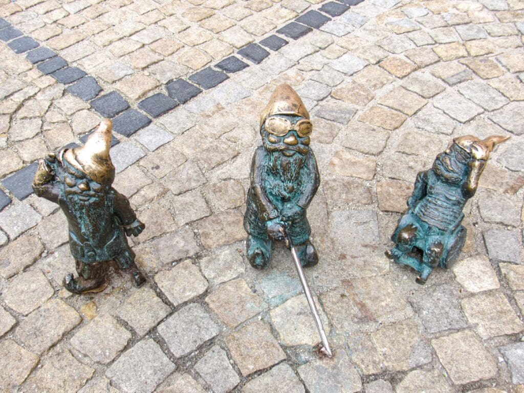 Gnomes in the market square of Wroclaw, Poland