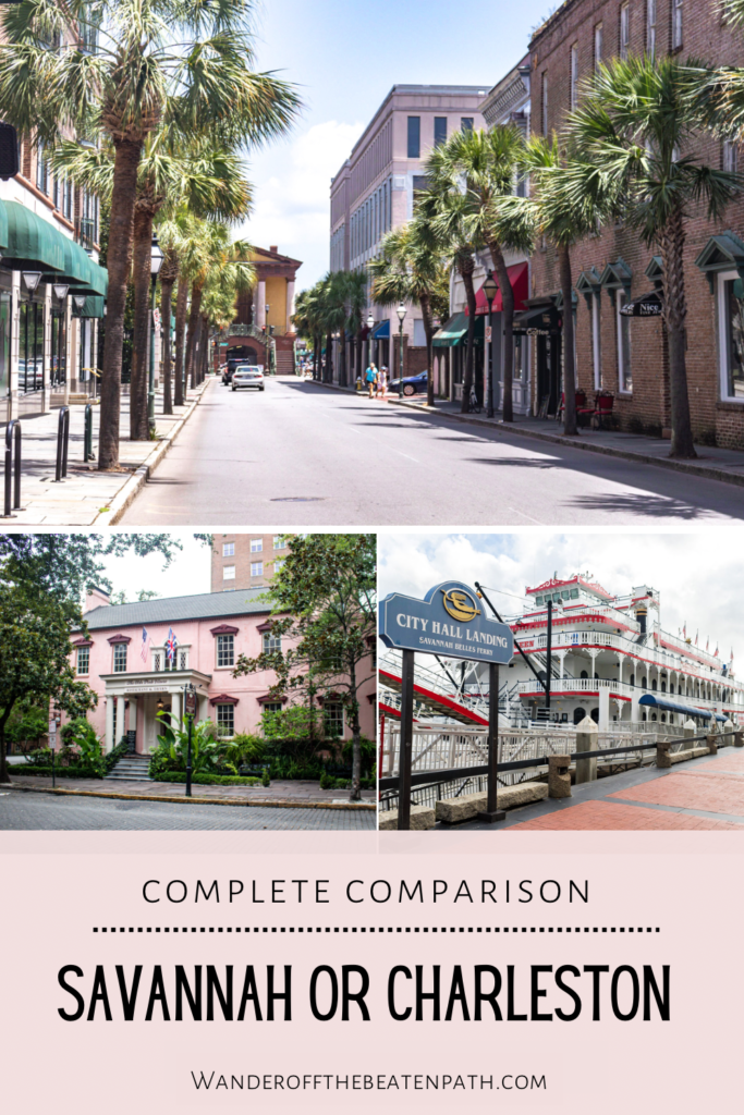 Collage of scenic shots from Savannah and Charleston