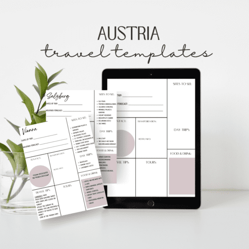 Austria Travel Planner shown on a tablet and printed