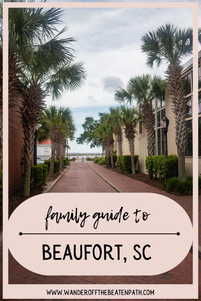 Scenic shot of palm trees along the street leading to the water in Beaufort SC