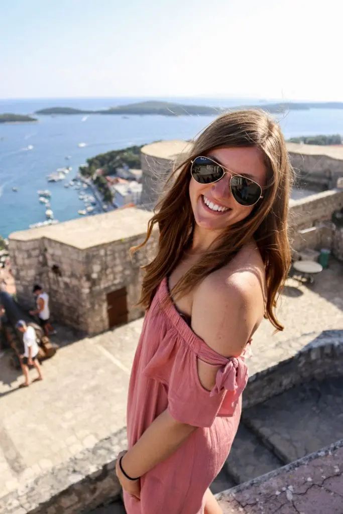 Posing at the viewpoint in Hvar