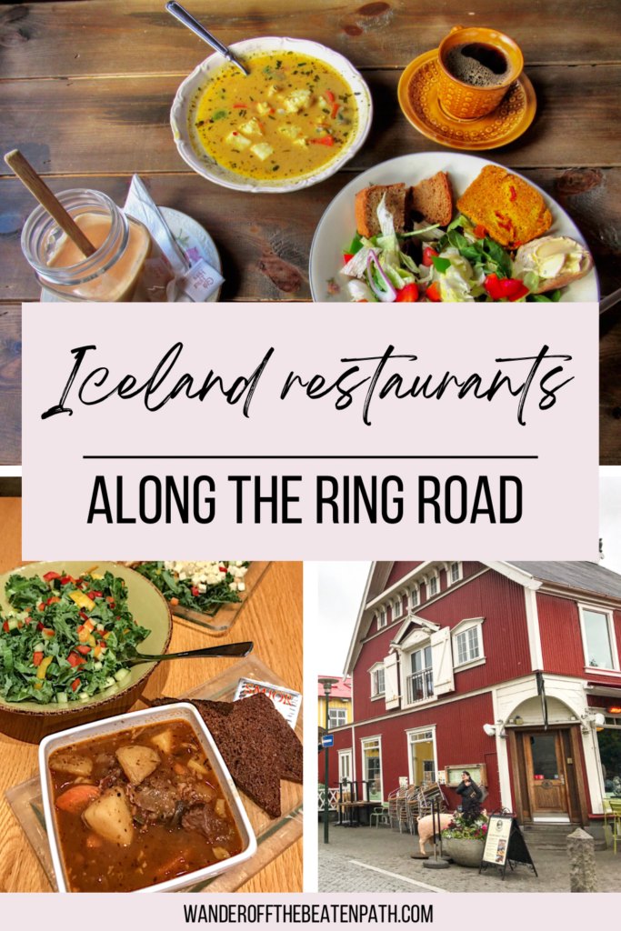 Collage of photos of food from restaurants in Iceland