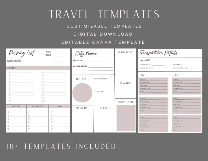 Bundle of 18 Travel Templates