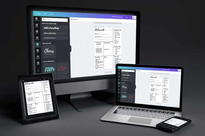 Croatia Travel Planner Template being edited in Canva