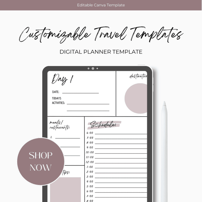 Customizable Canva Travel Planners