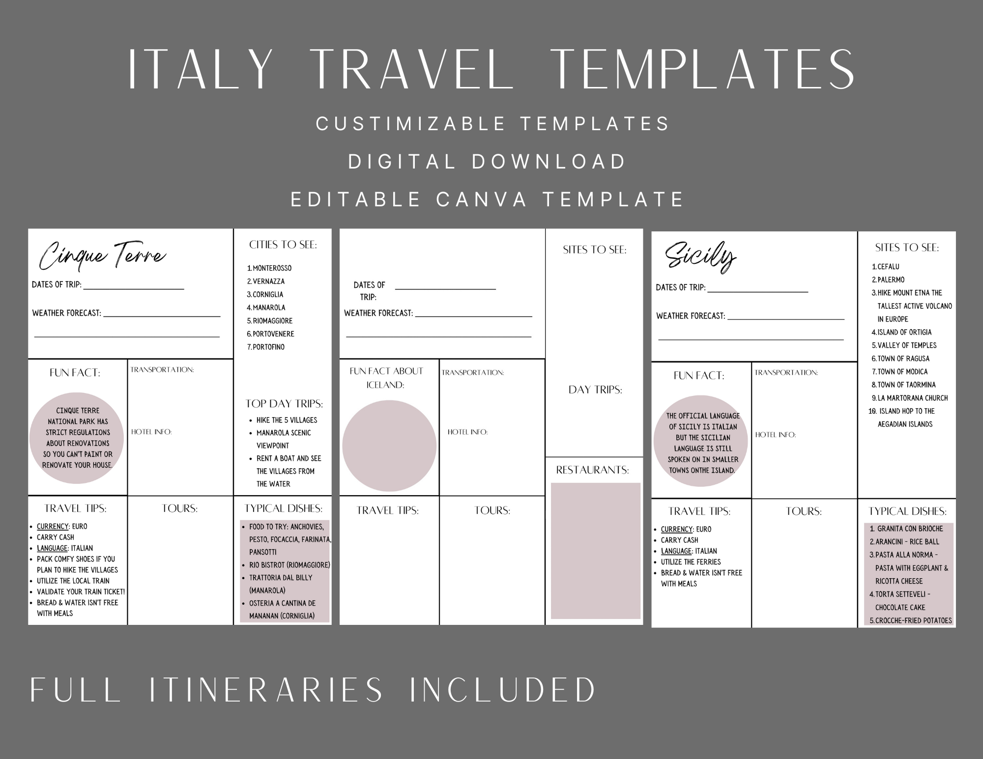 Full itineraries for popular Italian cities