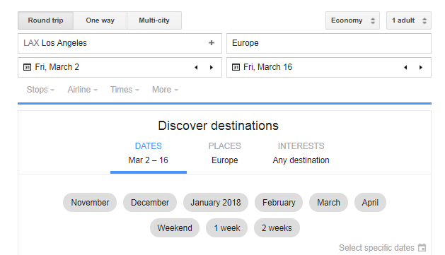 Google Flight Dates