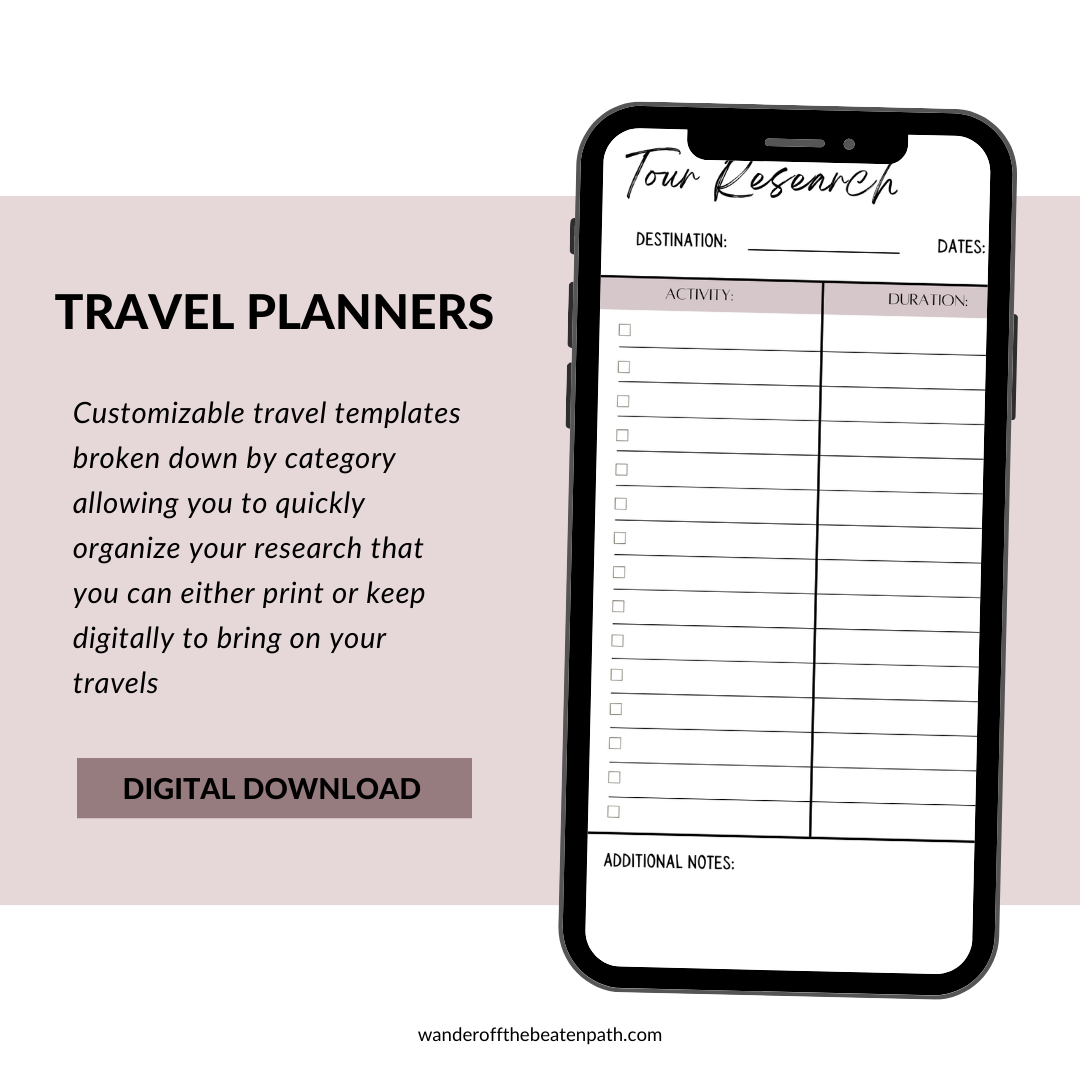 Digital Download Travel Planners