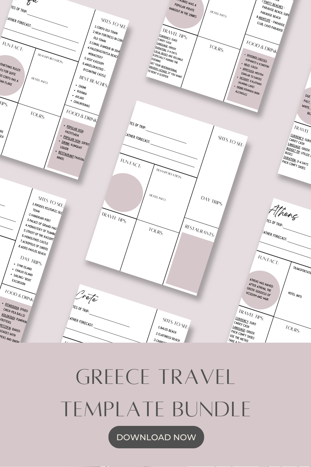 Collage of Mauve Greece Travel Templates