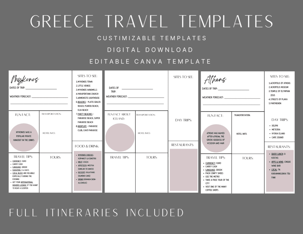 Collage of Greece Travel Templates