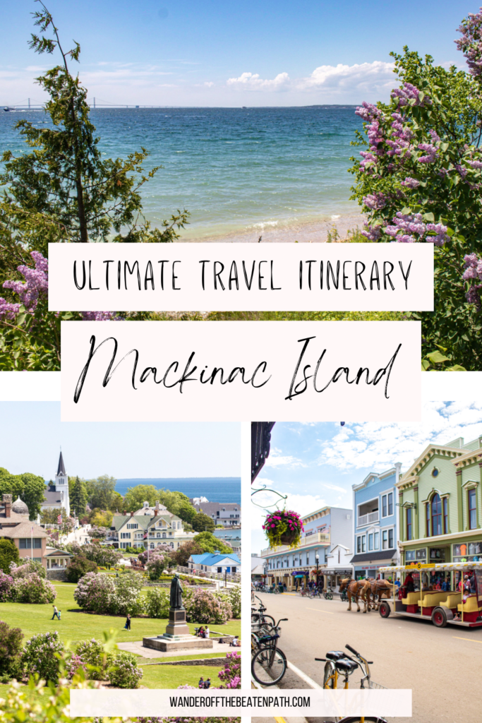 3 photos from Mackinac Island, Michigan showcasing the beautiful island