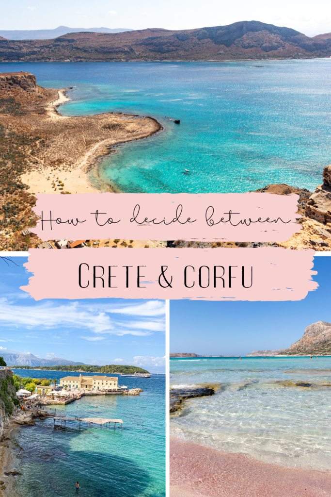 Three photos overlooking the sea in Greece. Click here for an article comparing Crete Island to Corfu Island to find out which is right for your trip to Greece.