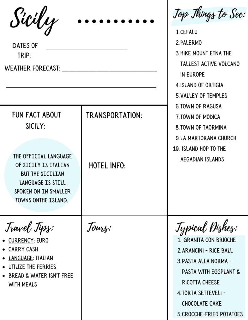 Travel Planner for Sicily