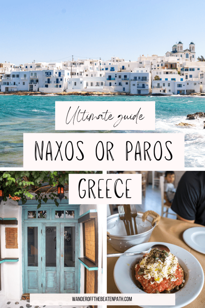 Collage of photos from Paros or Naxos to help you decide if Paros or Naxos is right for your trip to Greece.