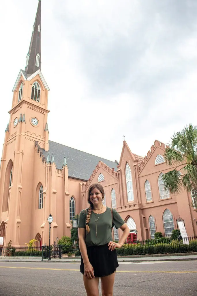 Posing in front of a church in Charleston