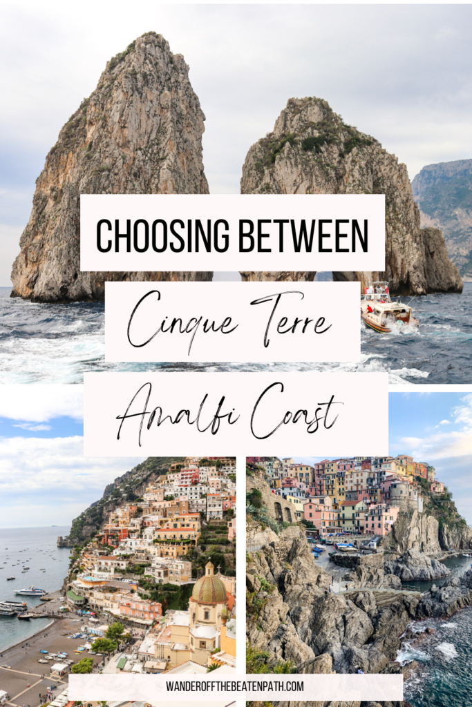 Collage of photos from the Amalfi Coast & Cinque Terre. Click here for a guide to help you choose between the two.