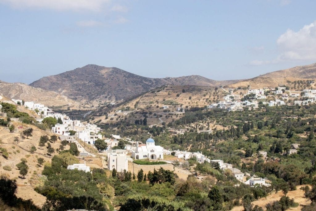 View white washed houses in the mountains.