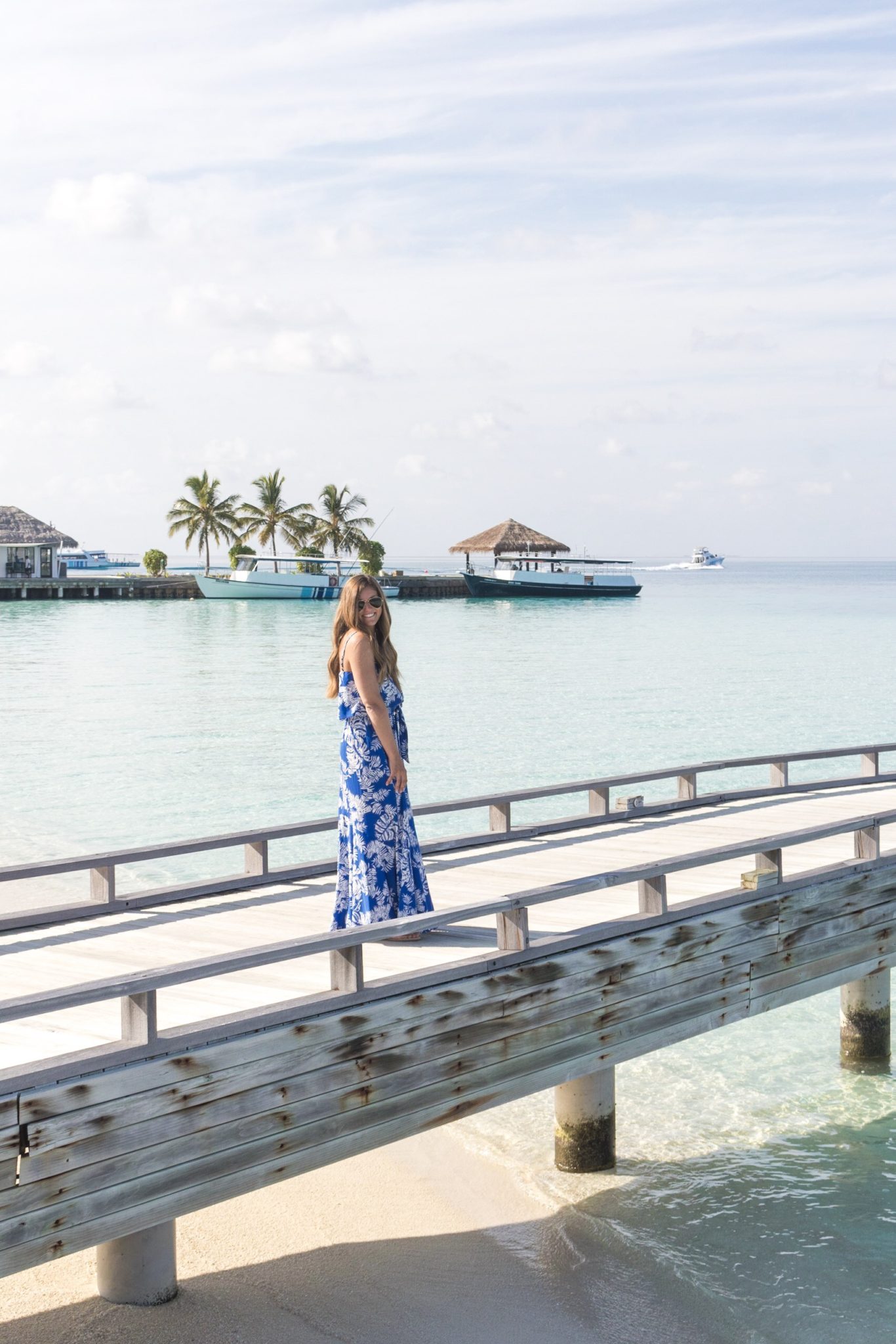 Posing on the dock in The Maldives