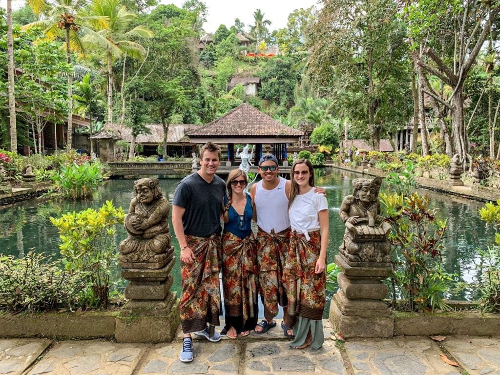 Posing in front of a temple in Bali