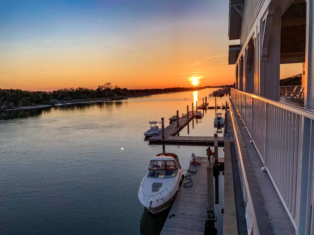 Sunset shot overlooking the water at the the Beaufort Hotel