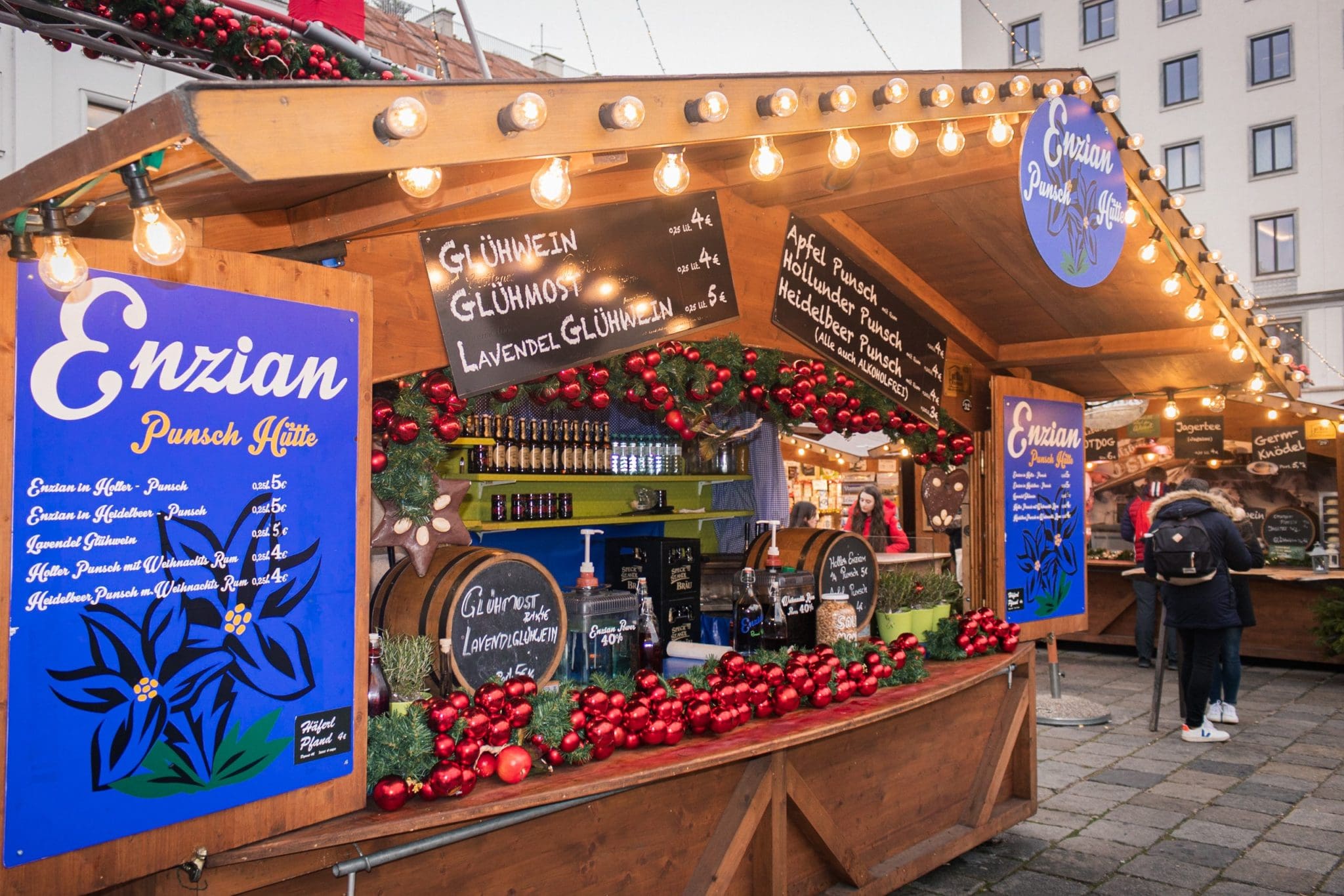 Christmas booth selling mulled wine in Vienna