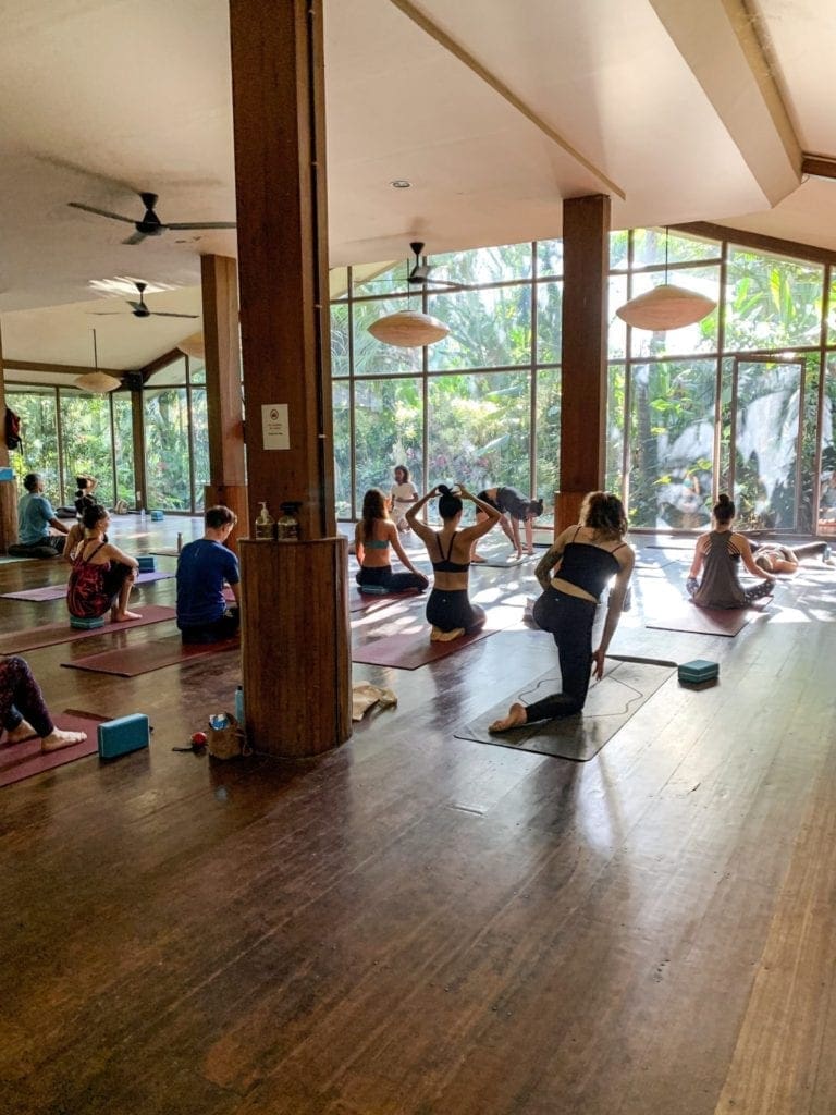 Yoga class at the Yoga Barn in Ubud, Indonesia