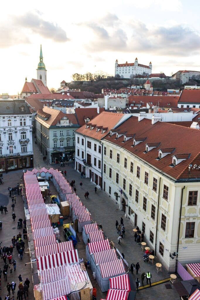 View of the Christmas Market in Bratislava, Slovakia