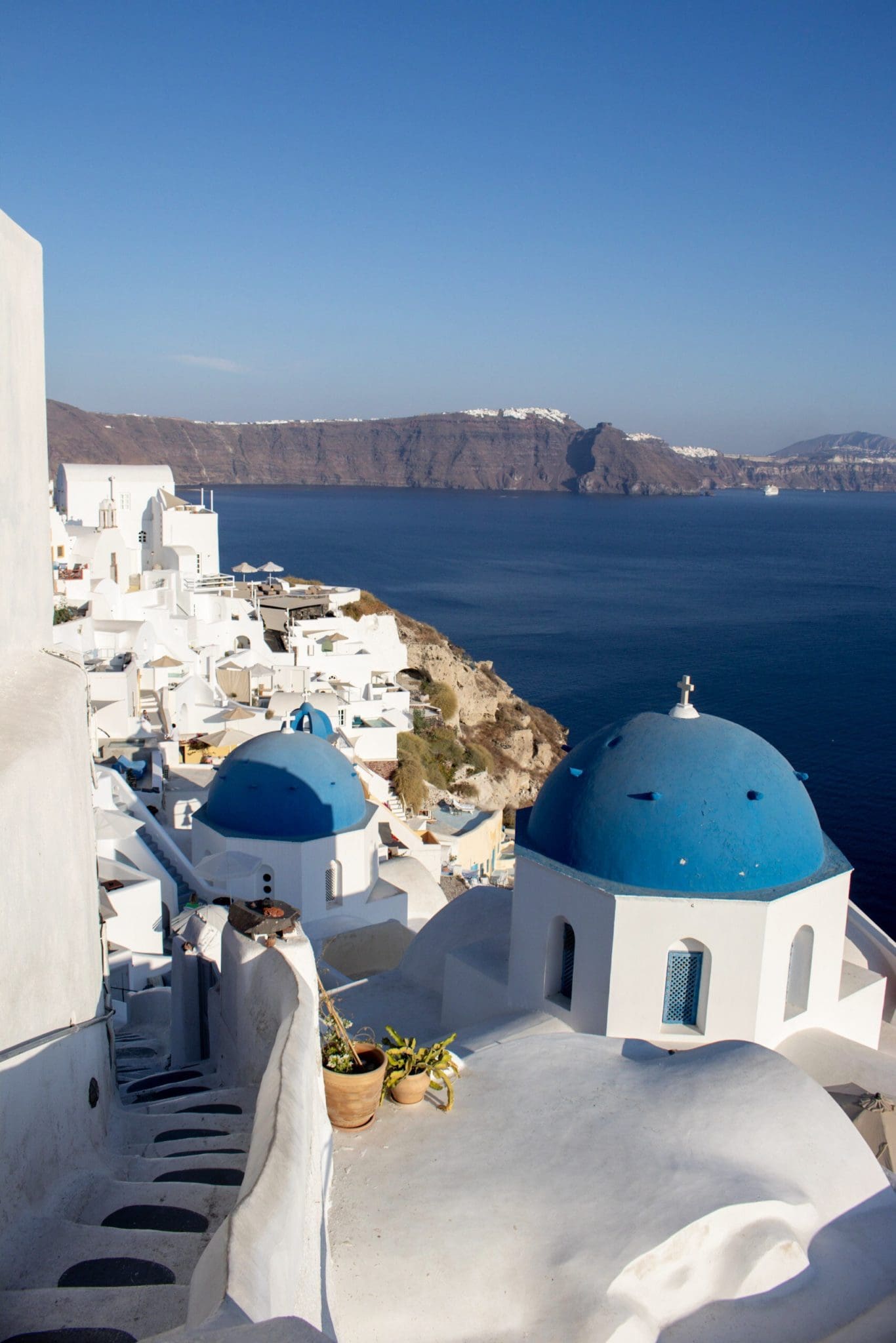 View of Blue Dome in Santorini