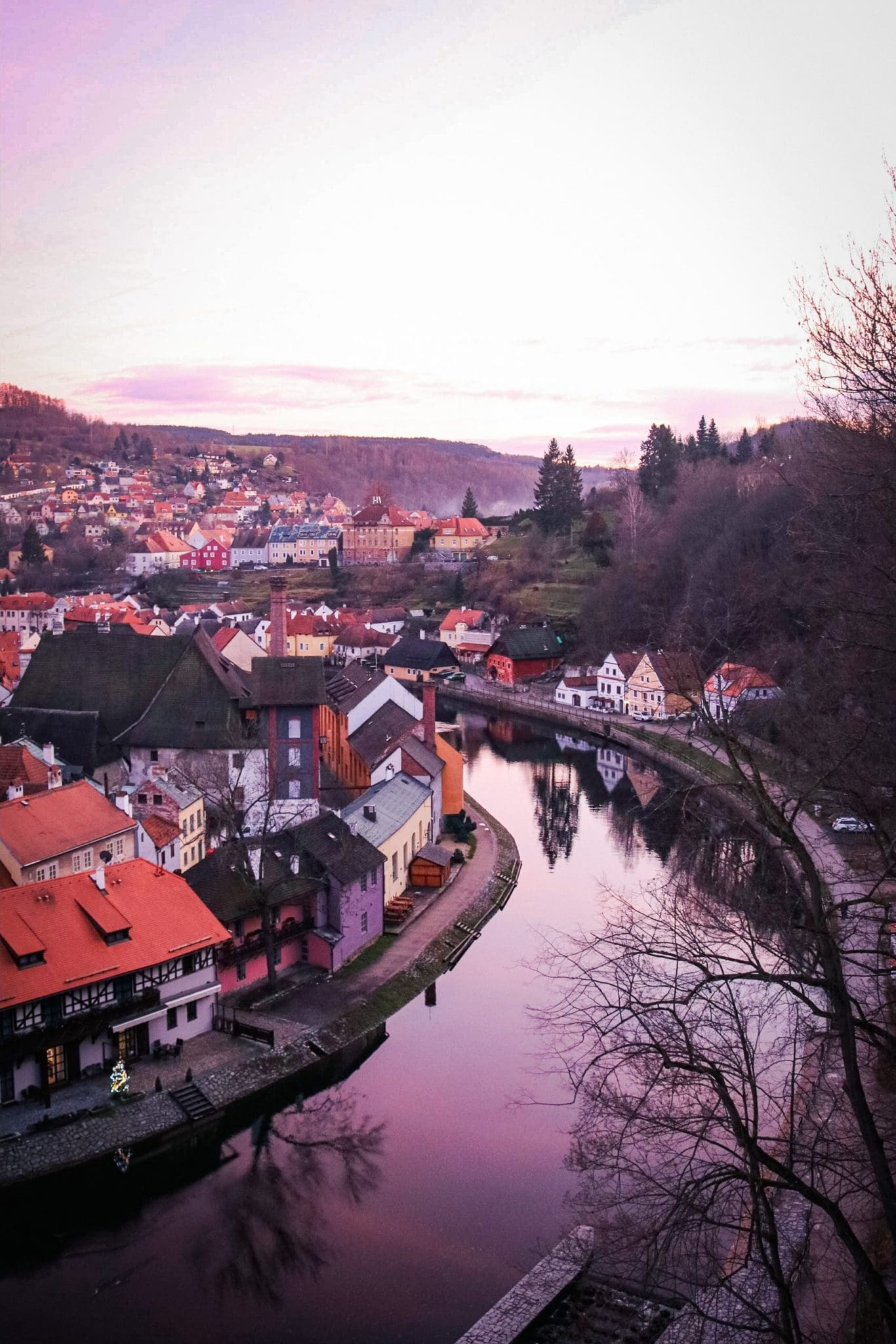 Sunset view of Cesky Krumlov