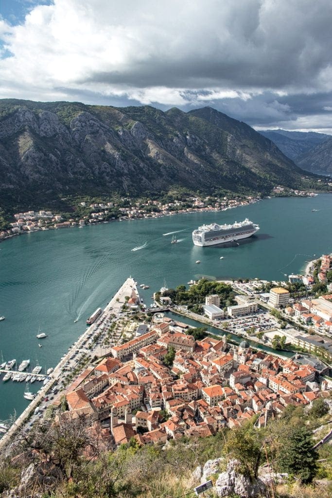 View overlooking the Old Town and Fjords in Montenegro