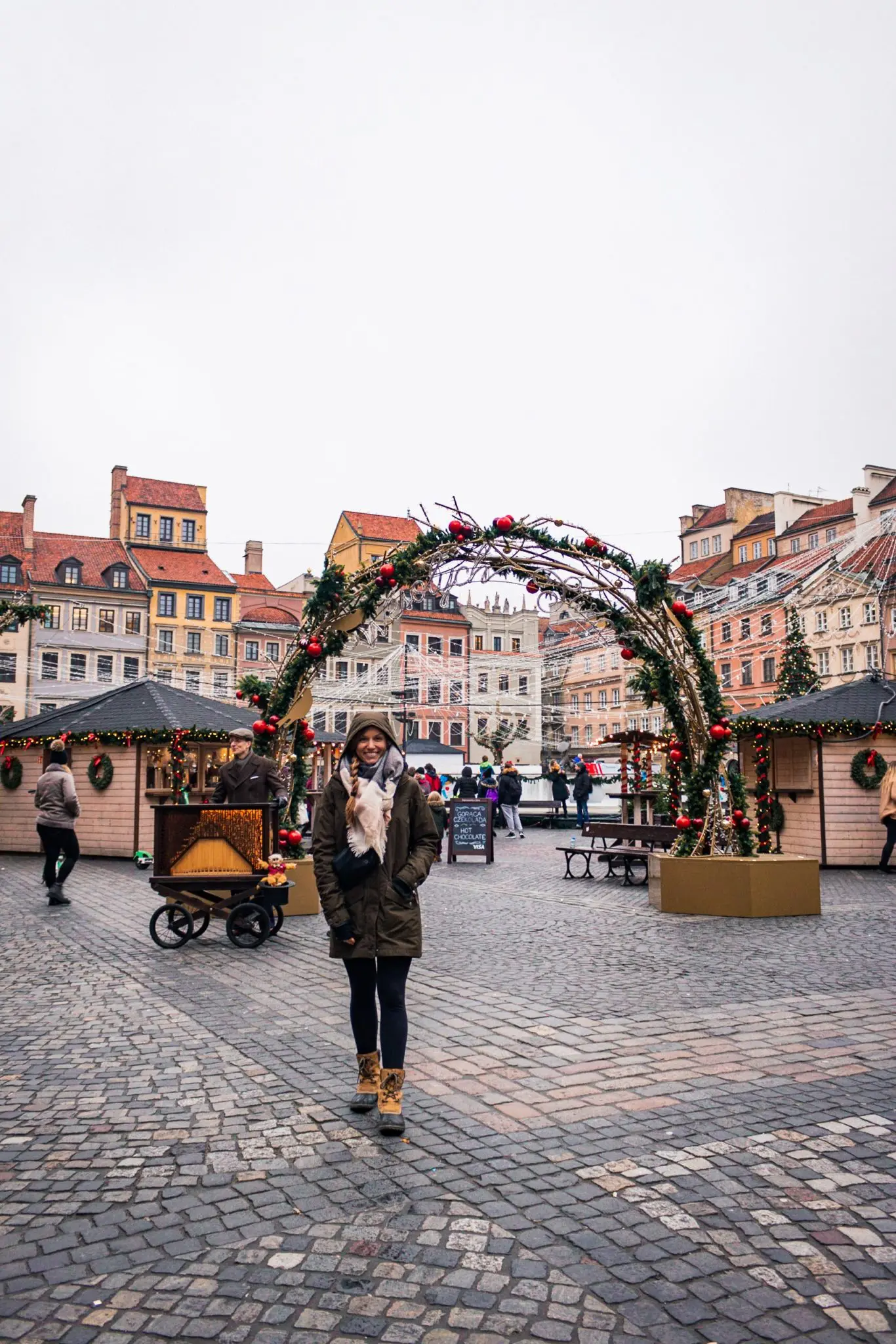 Posing at the Christmas Market in Warsaw, Poland