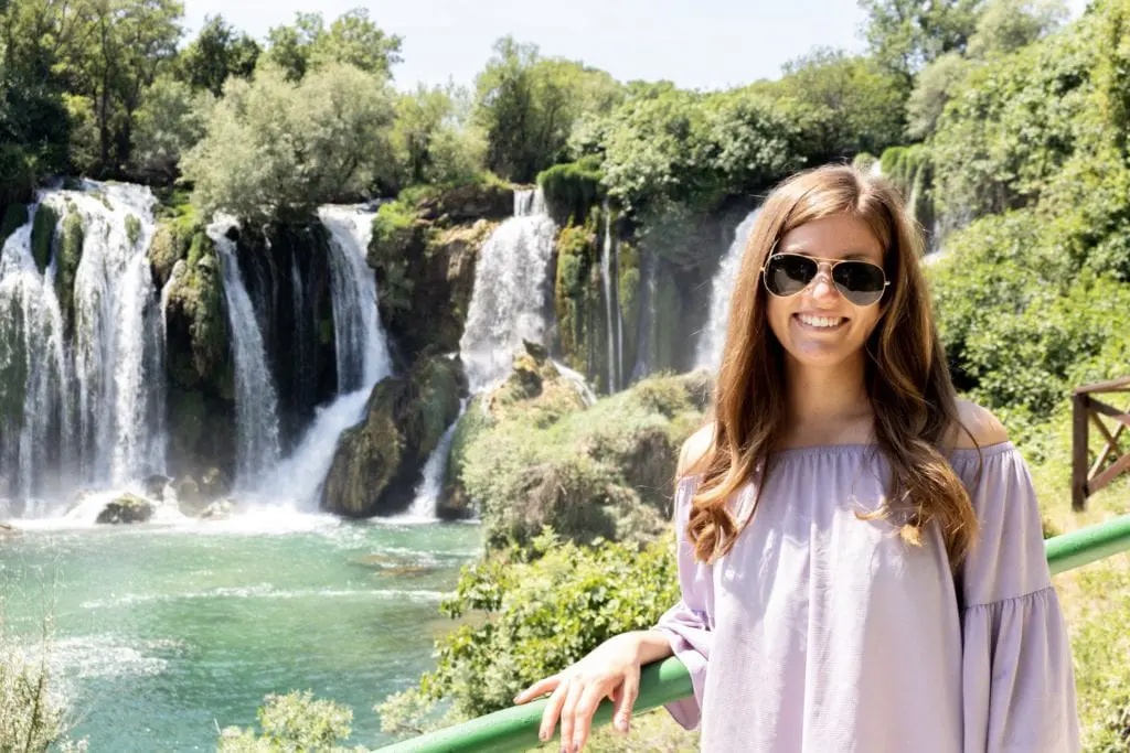 Photo in front of Kravice Waterfalls