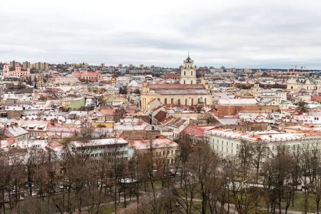 Photo from a view point in Vilnius, Lithuania overlooking the city.