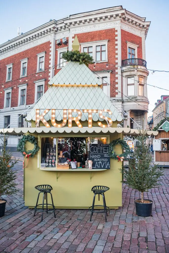 Photo of a Christmas Booth at the Christmas Market in Riga, Latvia