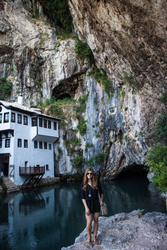 Posing in front of Blagaj Monastery