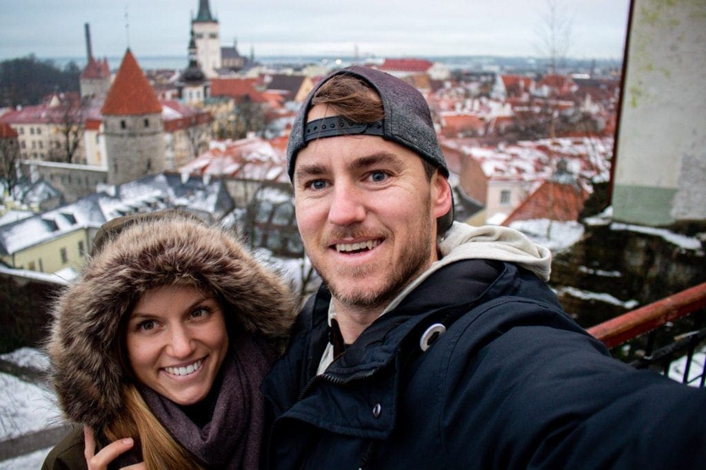 Taking a selfie with a view of Tallinn