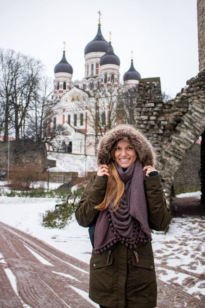 Posing in front of Alexander Nevsky Cathedral