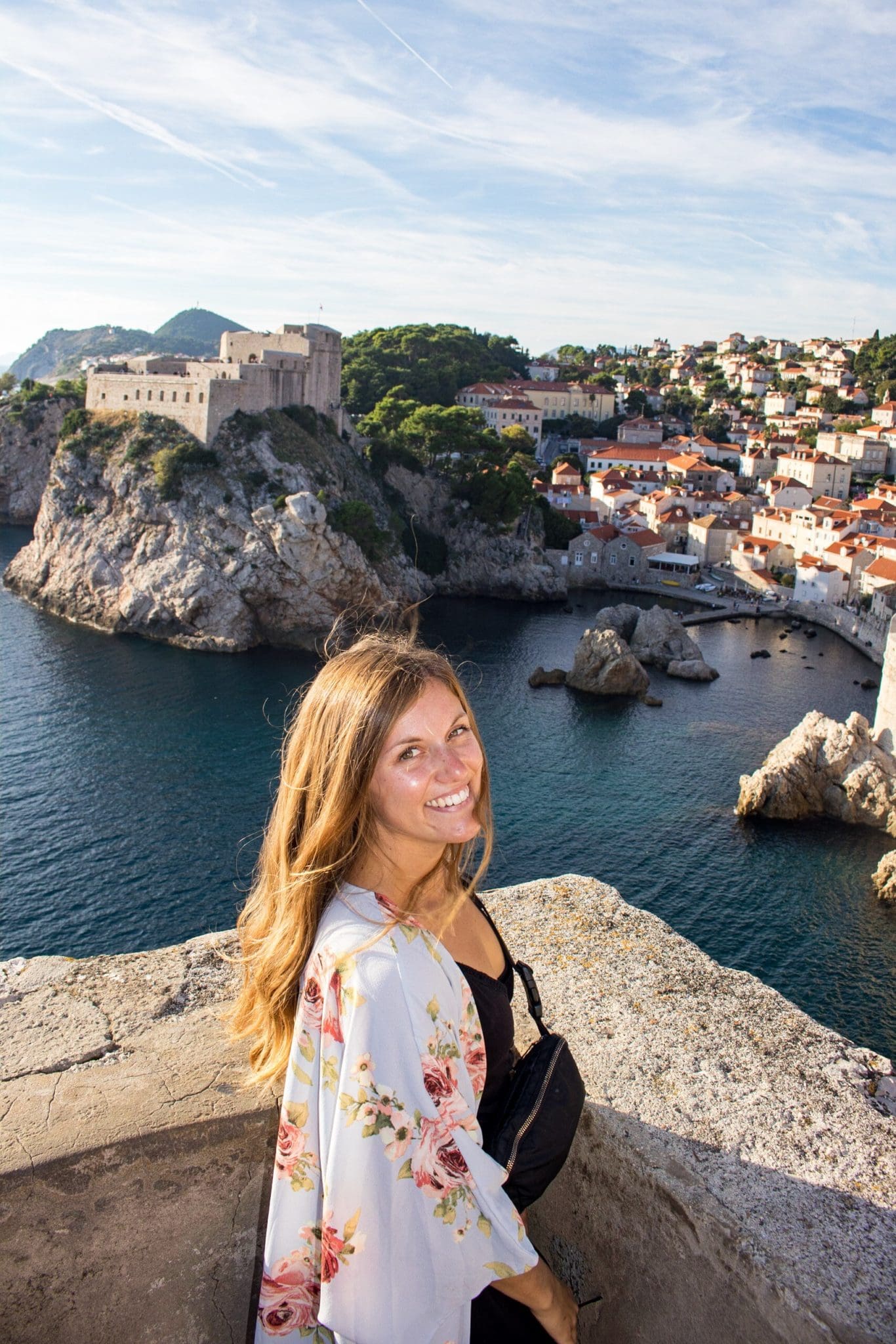 Posing for a photo at the Walls of Dubrovnik