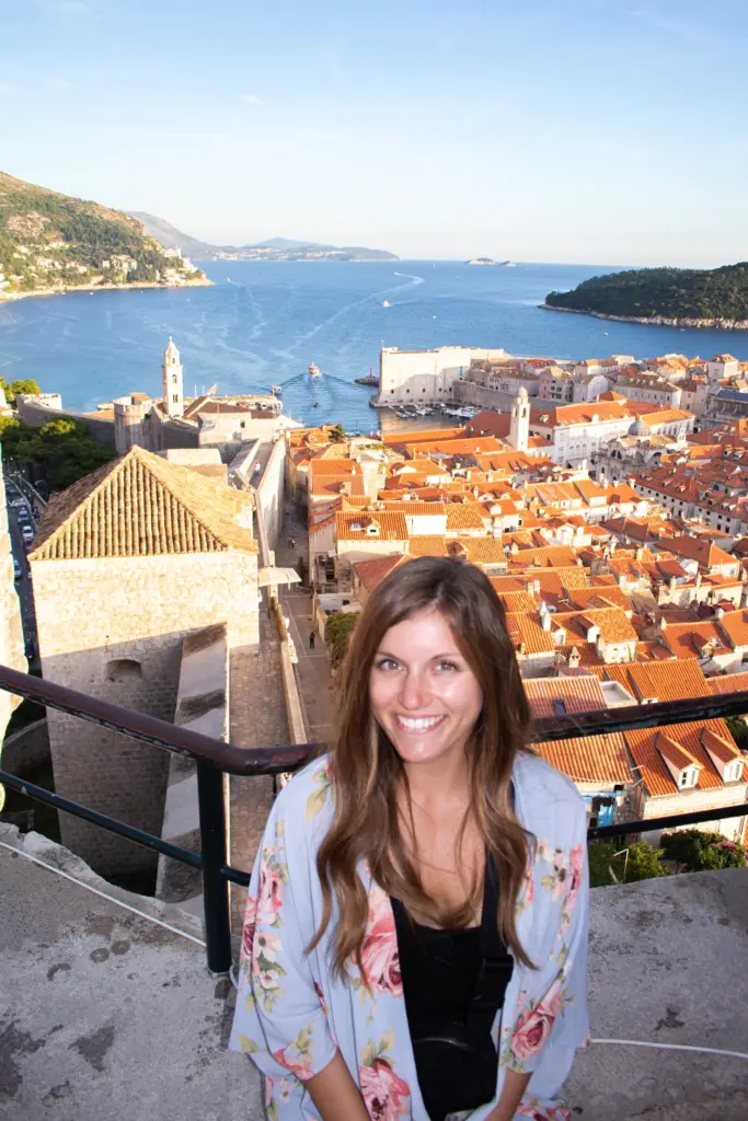 Posing for a photo overlooking the Old Town of Dubrovnik