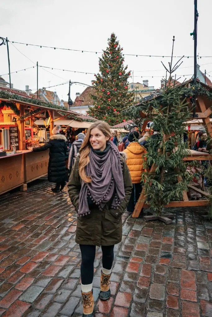 Posing at the Christmas Market in Tallinn