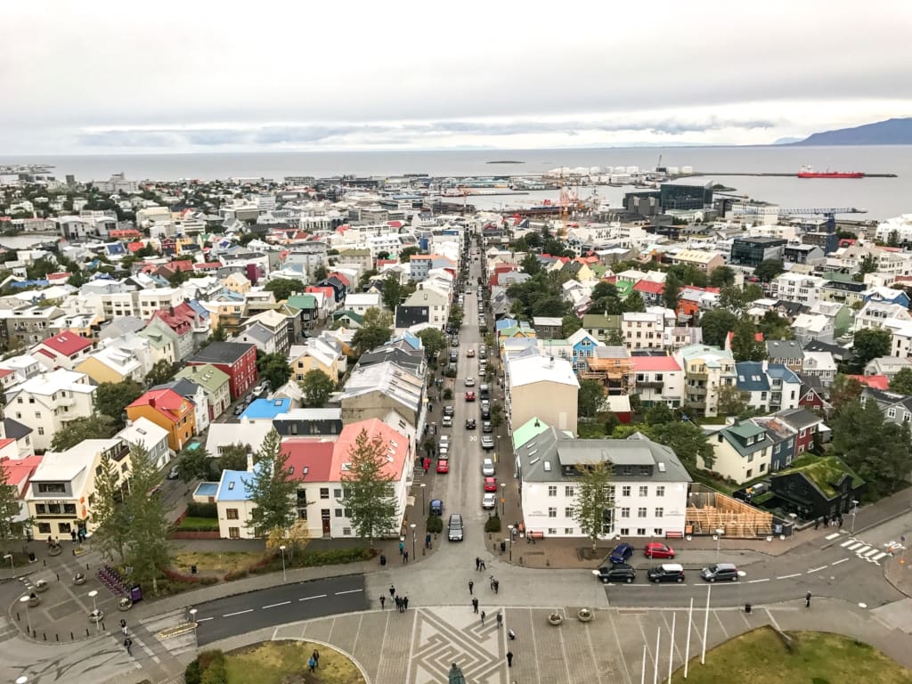 Panoramic view of Reykjavik from Hallgrímskirkja Church Iceland