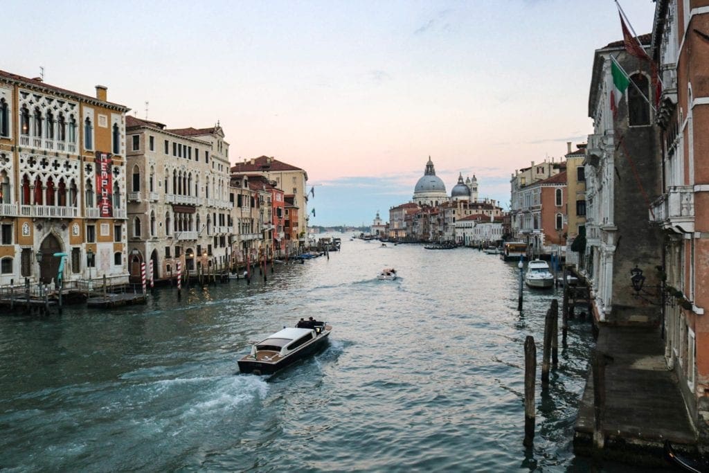 Photo of the canals in Venice at Sunset