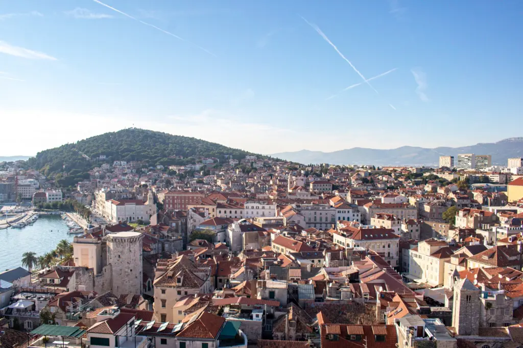 Panoramic view of Split Croatia from the Bell Tower in the Old Town