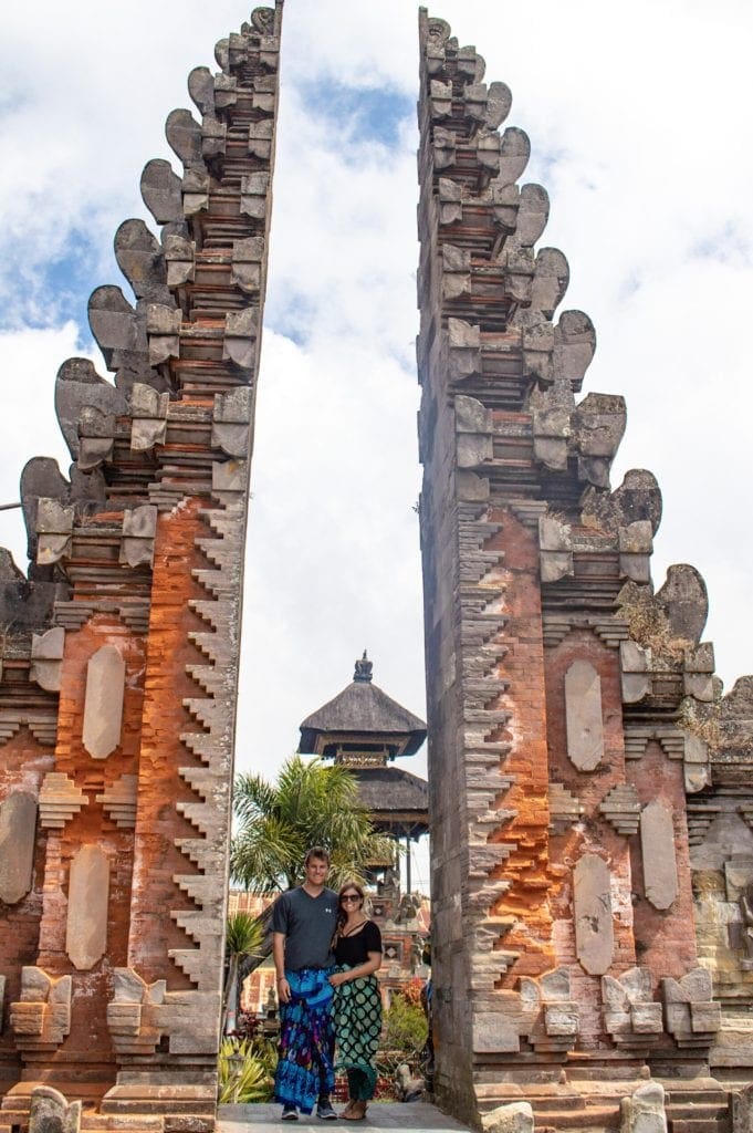 Posing at a temple in Bali