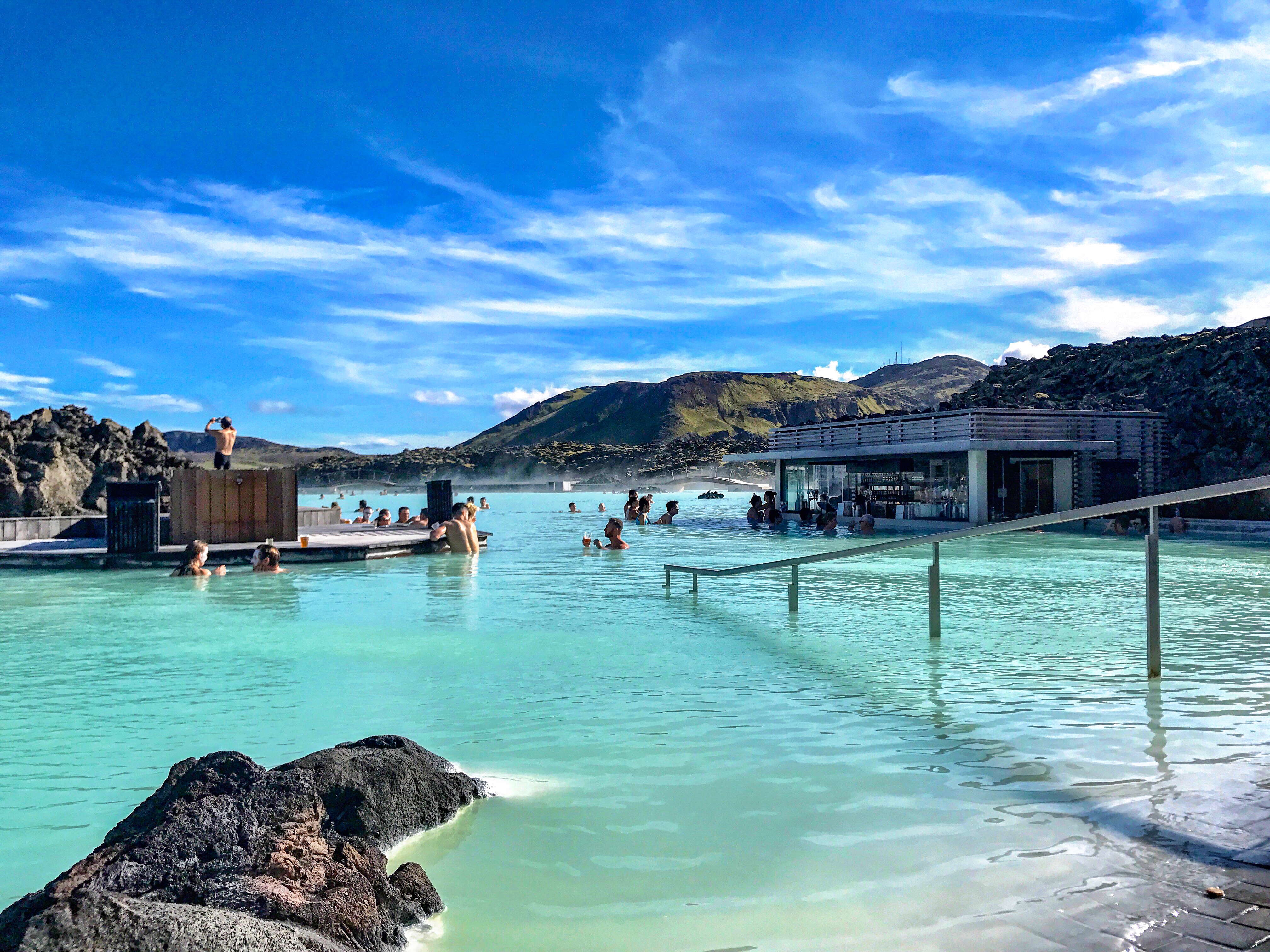 Panoramic view of the hot springs at the Blue Lagoon Iceland